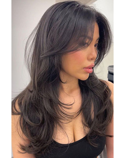 Face Framing Wavy Layered Butterfly Pre Cut Lace Glueless Wig Super Deal