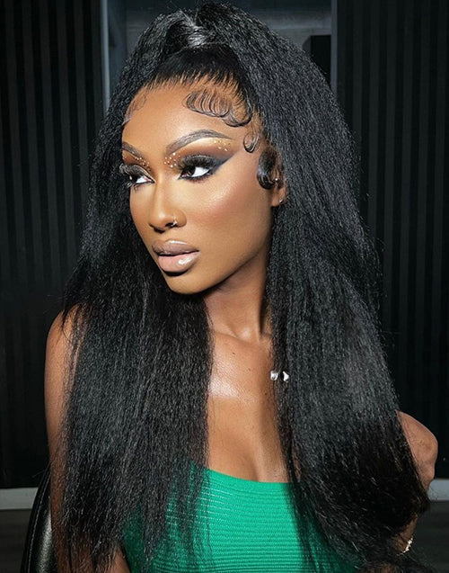 Invisi Strap 360 Skin Lace Frontal Kinky Straight Wig Pre Everything Wig Natural Look