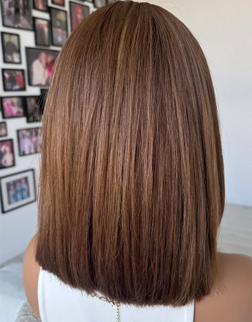 Ronni- Warm Caramel Honey Highlight Straight 13x4 Real HD Lace Bob Glueless Wigs For Women