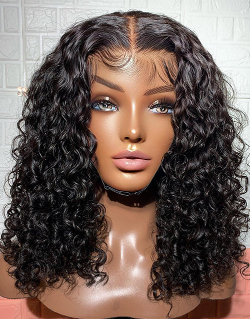 22" Curly Pre Cut 7x5 Lace Wig Glueless Human Hair Wig