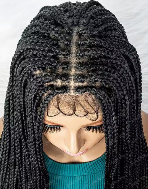 36" Full Lace Knotless Box Braided Wig Fully Handmade Wig