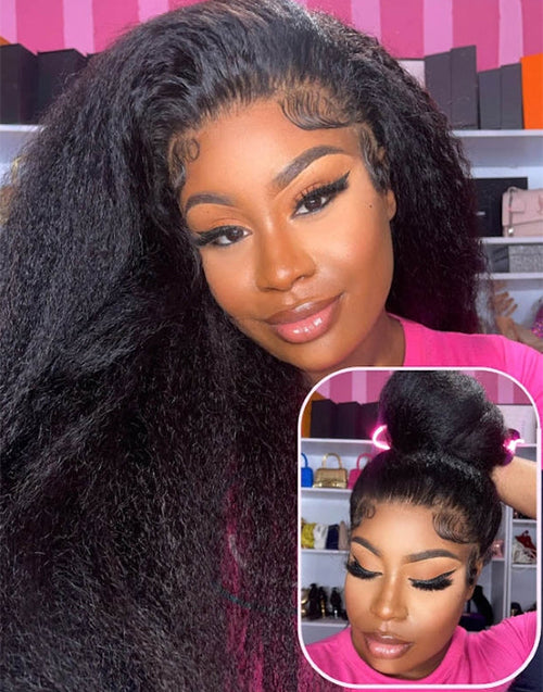 Invisi Strap 360 Skin Lace Frontal Kinky Straight Wig Pre Everything Wig Natural Look