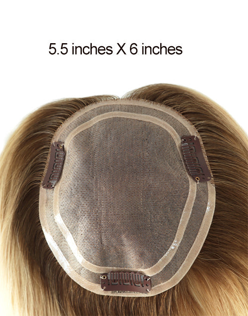 Ombre Blonde Mono Topper with Clips Angelic Minds Human Hair Piece Toupee