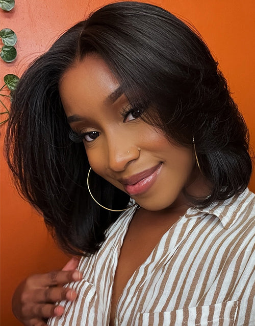 Kay- Straight Layered Cut Short Bob Glueless Wig 13×5 Pre Cut Lace Front Human Hair Wig