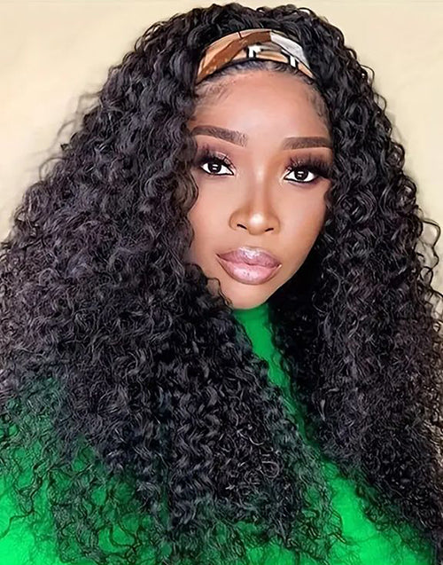 Deep Wave Headband Wig Easily Do High Ponytail/Bun By Yourself