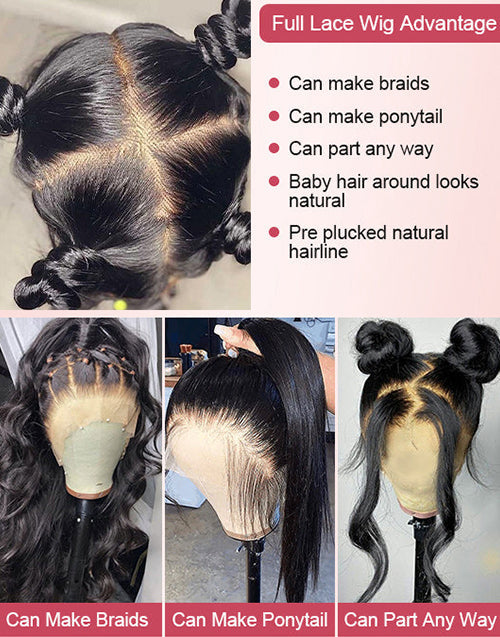 12"-20" Can Do Make Braids Ponytail Straight Full Lace Wig