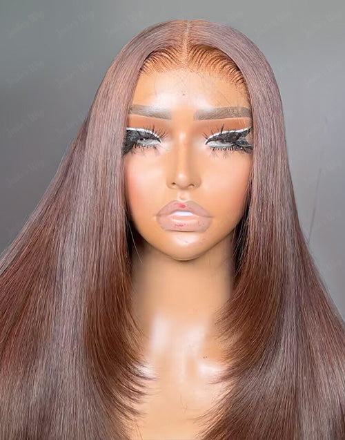 Dana- Pre Everything Layer Cut Chocolate Brown Hair Silky Straight 9x6 Glueless Human Hair Wig