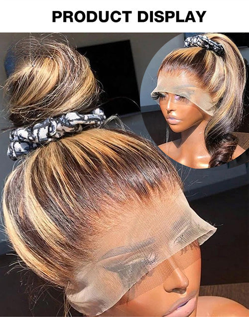 Eve- Balayage Honey Brown Straight Pre Plucked 360 Lace Wig Human Hair