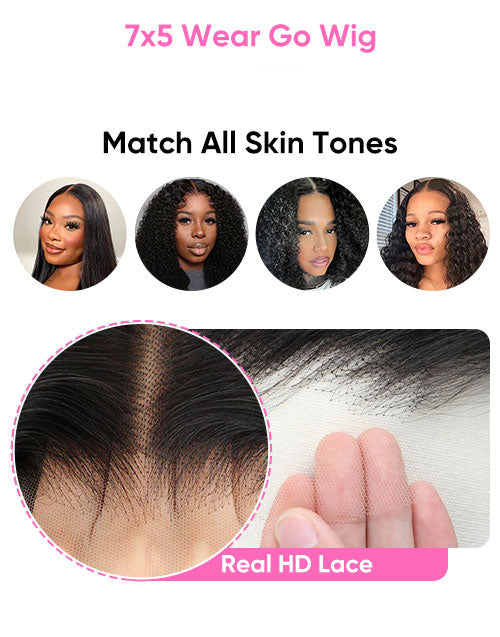 Thea- Curtain Bangs Wavy Layer Cut Glueless Wig Pre Cut Lace Human Hair