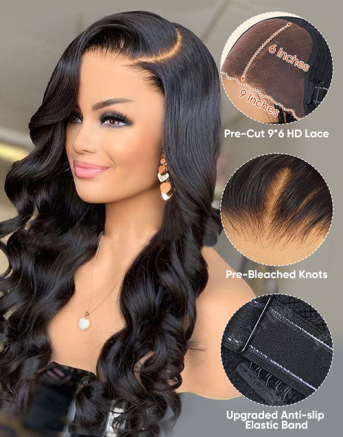 Demi- Angelic Minds Glueless 9X6 Partingmax Glueless Invisible HD Lace Front Wigs 13X4 Pre Cut Lace Body Wave Wigs