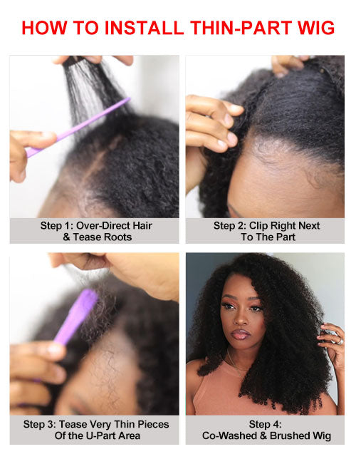 14" Curly Thin V Part Bob Wig No Leave-Out