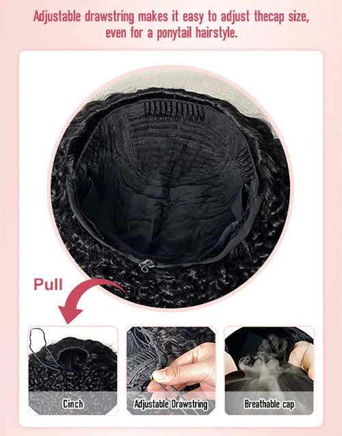 Half Wigs Human Hair-One Fit All For Women Half Up Half Down Hairstyles Afro Kinky Curly Wig