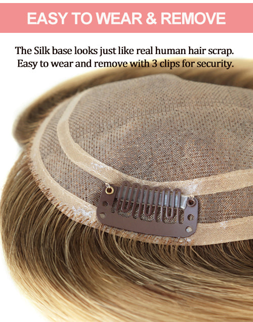 Ombre Blonde Mono Topper with Clips Angelic Minds Human Hair Piece Toupee