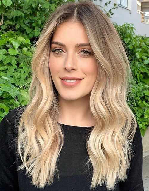 18"-22" Premium Luxury Blonde Wavy 13x4 Lace Ombre Shadow Root Wig
