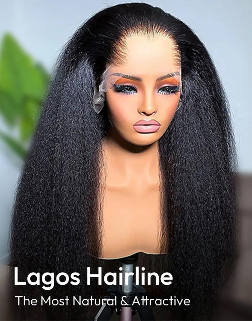 Realistic M Hairline Kinky Straight Glueless Wig 13x5 Pre Everything Wig