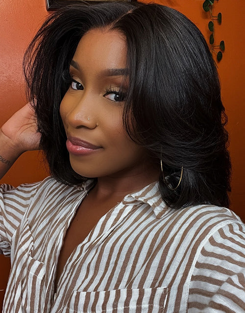 Kay- Straight Layered Cut Short Bob Glueless Wig 13×5 Pre Cut Lace Front Human Hair Wig