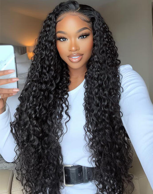 Edith- 13X5 Pre Everything Glueless Water Wave Human Hair Wigs Pre Cut 7X5 Wigs