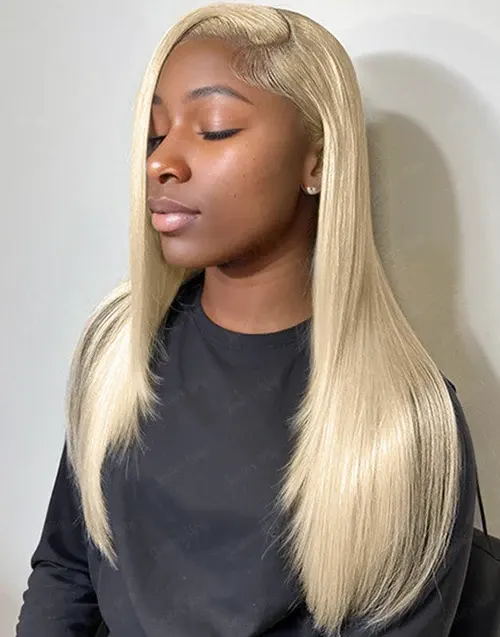 Tasneem- 613 Blonde Lace Front Wig 250% Density Layered Cut Straight Human Hair Wig Pre Plucked