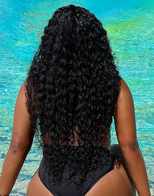 26" Long Length Water Wave 4x4 Lace Glueless Wig Human Hair