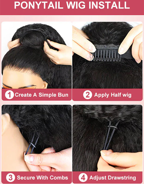 Half Wigs Human Hair-One Fit All For Women Half Up Half Down Hairstyles Afro Kinky Curly Wig