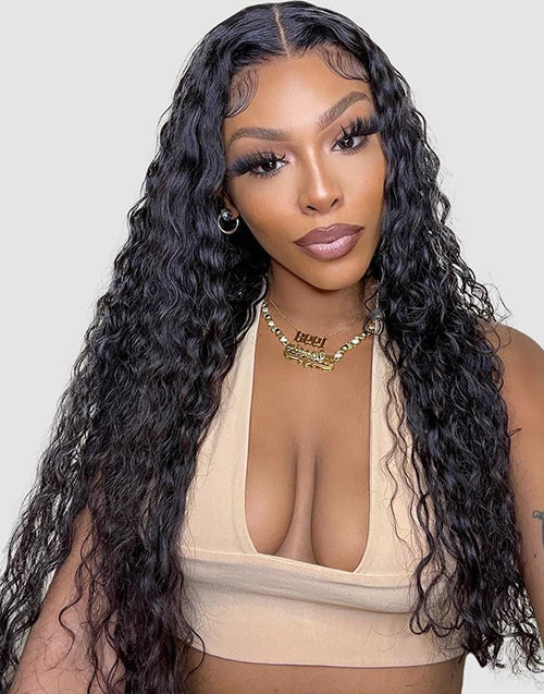 16"-26" Water Wave Lace Wig Glueless Human Hair Wig