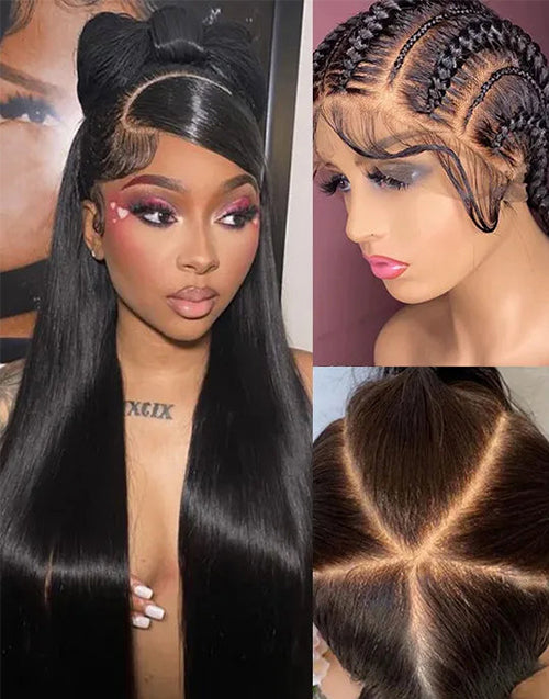 12"-20" Can Do Make Braids Ponytail Straight Full Lace Wig