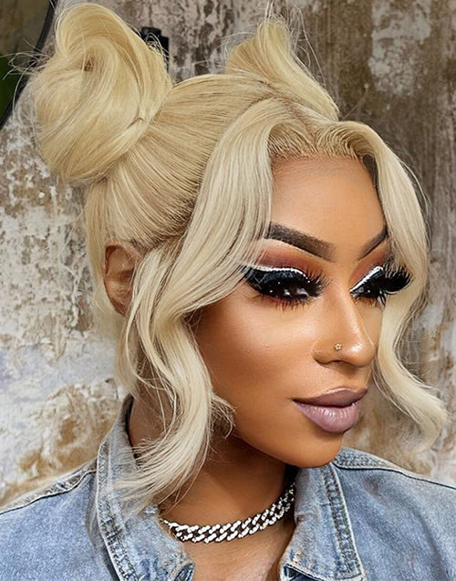 Anara- Upgrade 360 Skin Lace With Invisi Strap Blonde 613 Body Wave Updo Look Glueless Wig Human Hair Wig