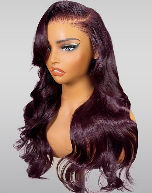 Lumi- Dark Purple Plum Colored Loose Wave Human Hair Wigs Glueless 13X5 Pre Everything Wig