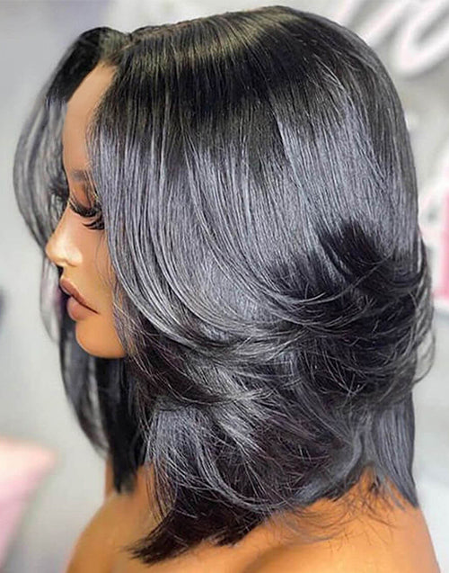 Kay- Straight Layered Cut Short Bob Glueless Wig 13×5 Pre Cut Lace Front Human Hair Wig