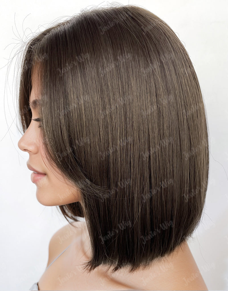 Sue-Custom Made Brunette Color 13x6 Lace Frontal 5.5x5.5 Lace Bob Wig Human Hair