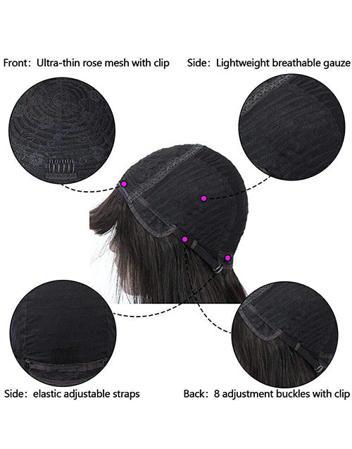 Hilary- Reddish Brown Straight 13x4 Lace Front Wig With Bangs Machinemade Human Hair Wig Easy to Go