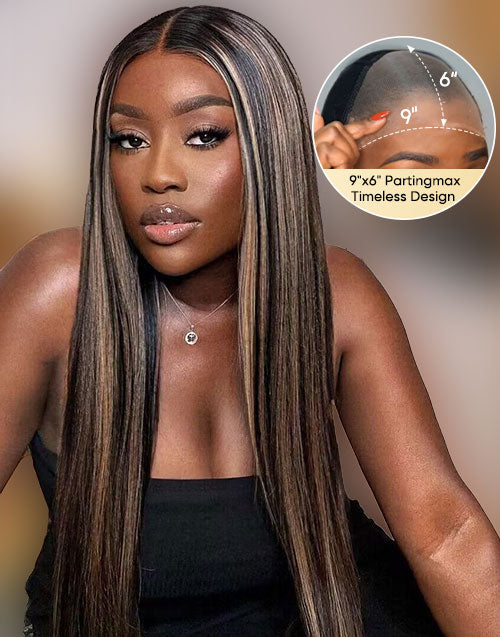 Della- 9x6 Pre Cut Glueless Lace Wig Balayage Highlights Honey Blonde Straight