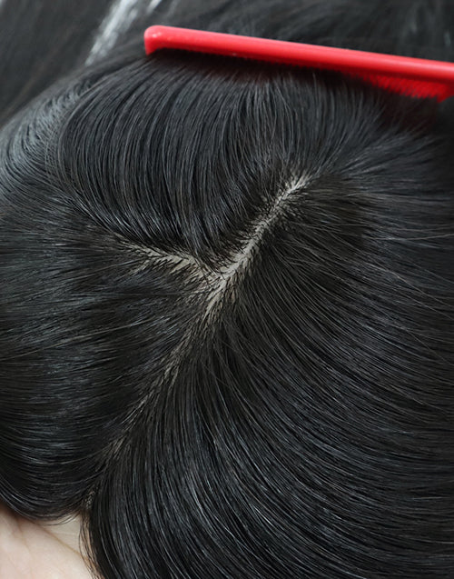 8X13cm Women Topper Silk Top Human Cuticle Remy Hair Natural Black Hair Top Pieces