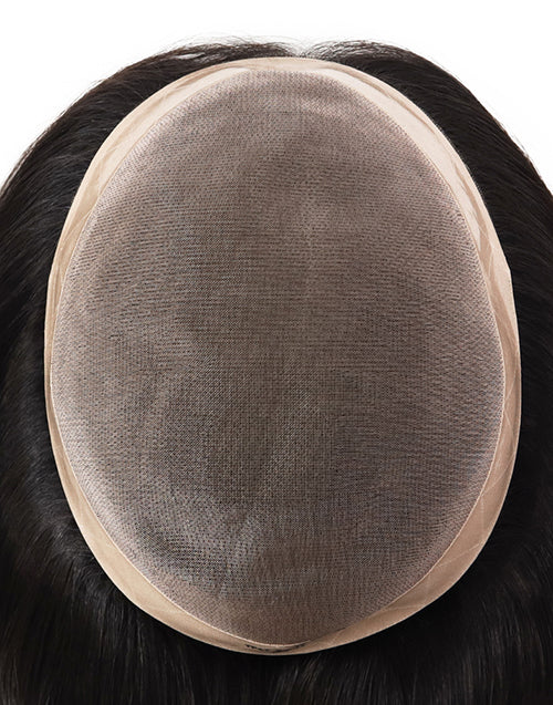 16 Inch Natural Black Mono Base Human Hair Topper Silky Straight Top Pieces