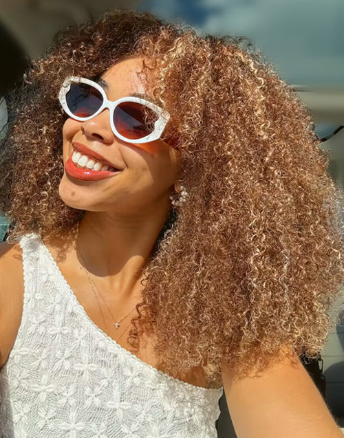Novia- Glueless Highlight Finger Coily Curly Human Hair Lace Wigs 7X5 Pre Cut HD Lace 200% Density