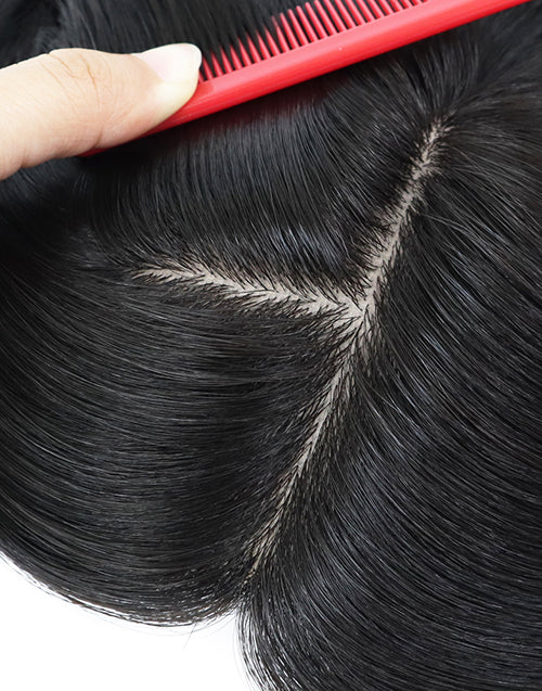 5.5"X6" Silk Top Topper Women Human Cuticle Remy Hair Natural Black Hair Top Pieces