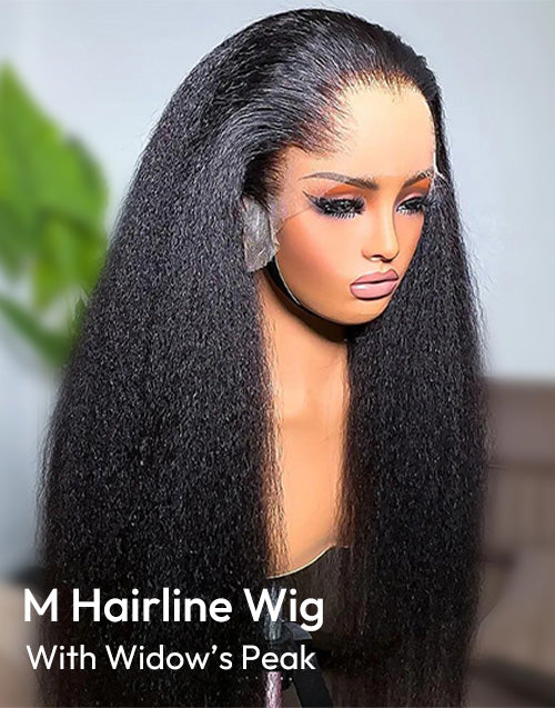 Realistic M Hairline Kinky Straight Glueless Wig 13x5 Pre Everything Wig