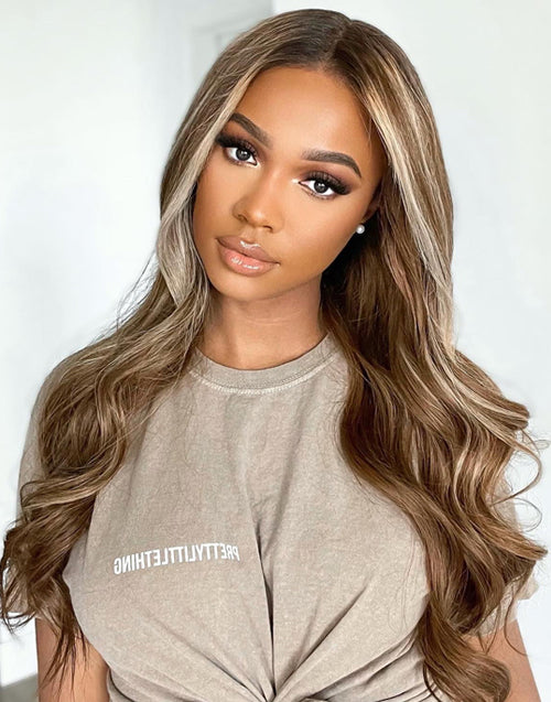 16"-18" Highlight Platinum Ash Blonde Wavy Lace Wig For Women Flash Deal
