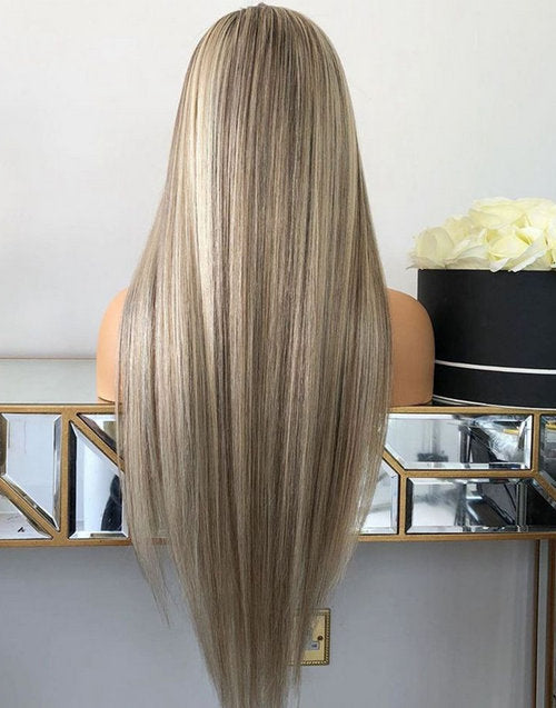 18" 24" Ombre Ash Blonde Wig Straight 13x4 Lace Frontal Wig