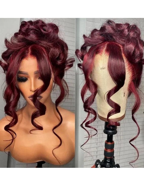 Sandy- Dark Red Wine Color 13x4 HD Lace Frontal Real Human Hair Wigs