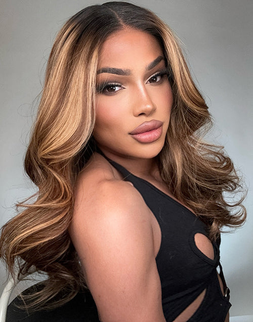 Nelly- Glueless 13x5 Pre Cut Lace Layer Cut Highlight Honey Blonde Wigs