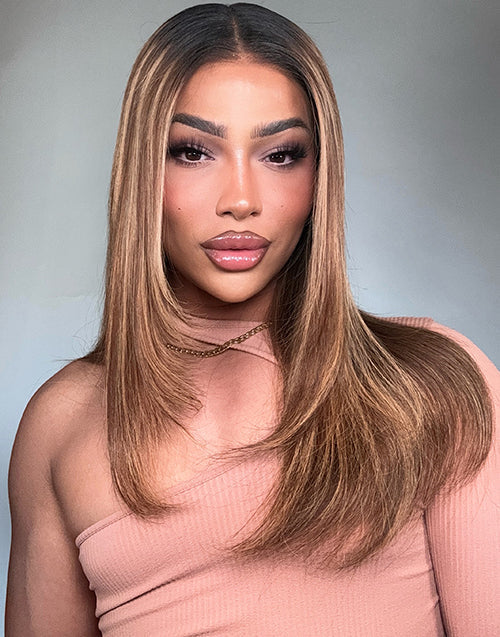 Nelly- Glueless 13x5 Pre Cut Lace Layer Cut Highlight Honey Blonde Wigs