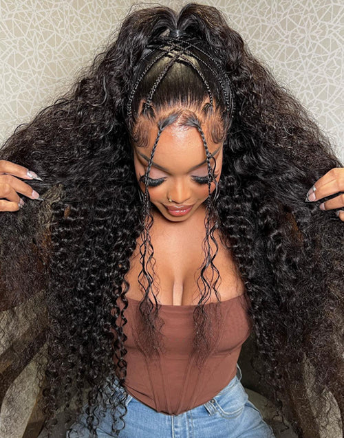Edith- 13X5 Pre Everything Glueless Water Wave Human Hair Wigs Pre Cut 7X5 Wigs