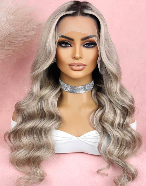 22" 24" Balayage Ash Blonde Luxury 13x6 Lace Frontal Wig
