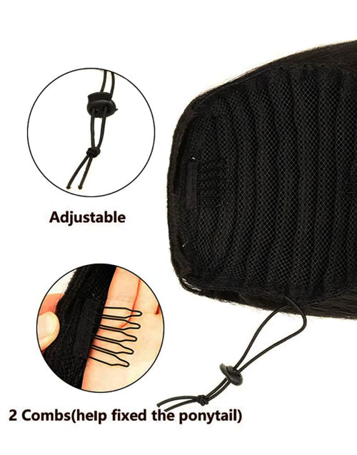 Ponytail Human Hair Extensions With Clip 12"-30" Straight Human Hair Drawstring Ponytail For Women 1 Piece