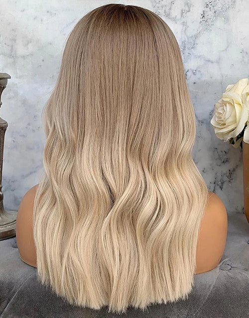 Adey-Highlight Ash Blonde Wavy 4x4 Lace Wig Glueless HD Lace Human Hair Wig