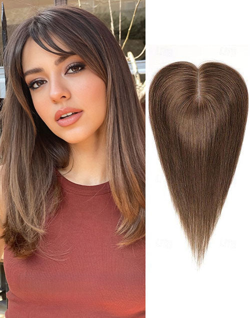 4.5"X5" Toppers For Women Real Human Hair Swiss Lace Base Hand-Tied Hair