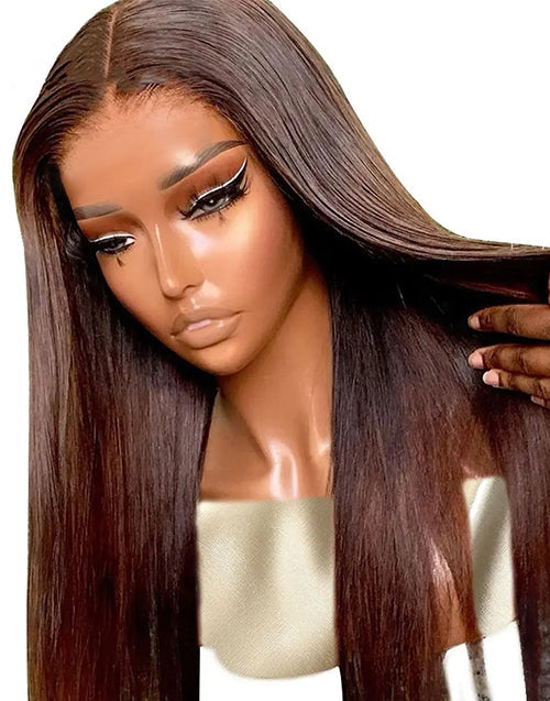 Thera- Pre-cut 7x5 Lace Wig Dark Brown Straight Hair Wear & Go Glueless 13x5 Lace Front Human Hair Wigs