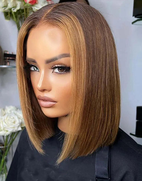 Claire- Highlight Blonde Straight 13x5 Pre Cut Lace Front Wear & Go Human Hair Wig