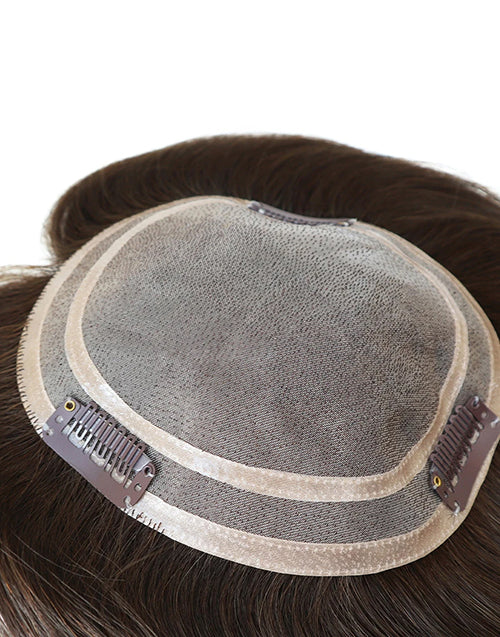 16" Hair Topper Durable 5.5"x6" European Cuticle Remy Natural Human Hair Toupee for Women